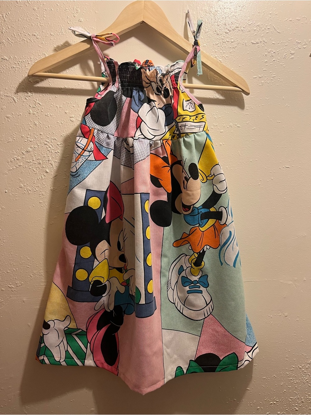 Disney Minnie Mouse Handmade Up-Cycled Vintage Tie Strap Dress Girl’s Size 6